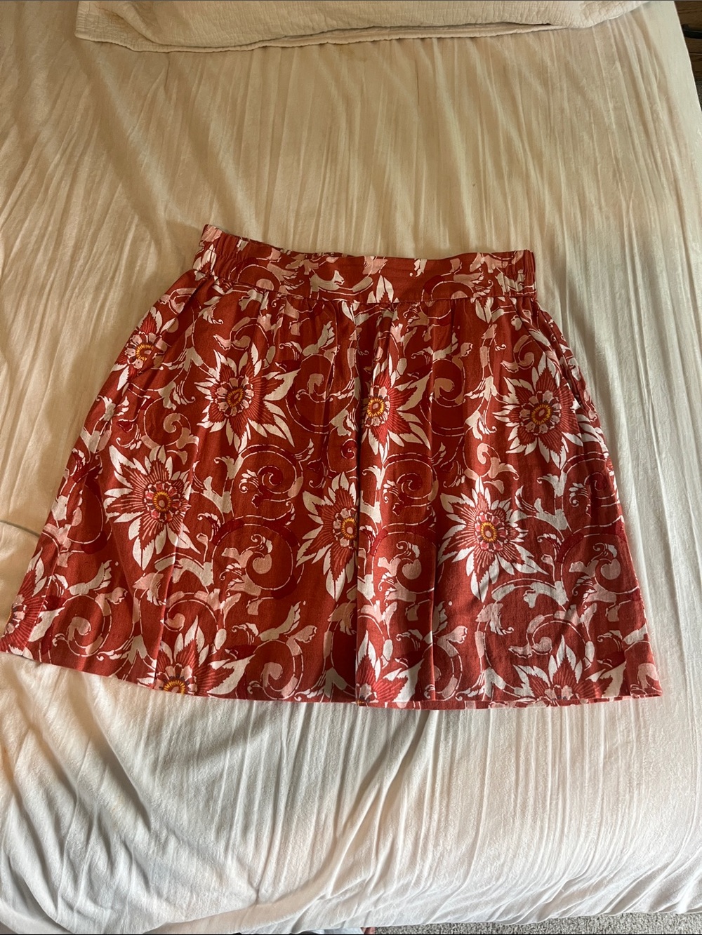 LOFT Red Floral Mini Skirt